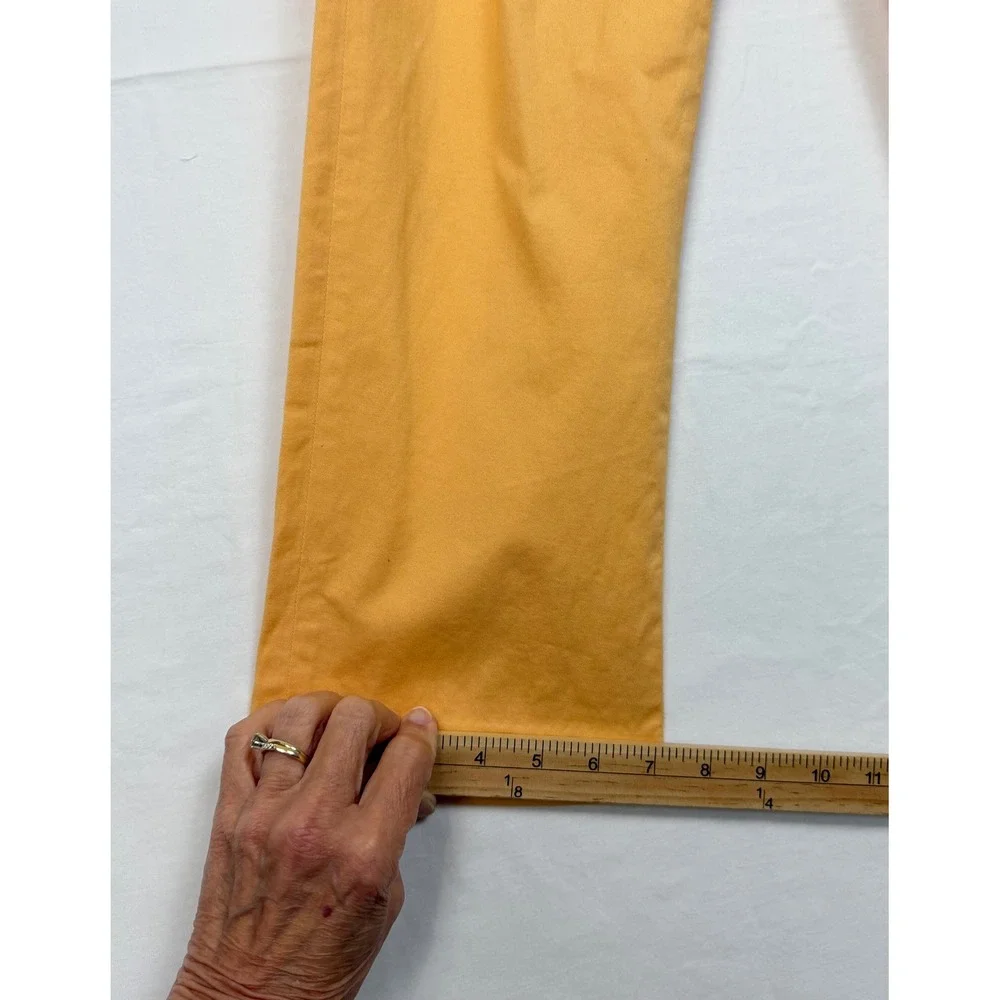 J. Jill Stretch Ankle Pants Womens 8 Yellow Side Zip Cotton Blend Slit Hem